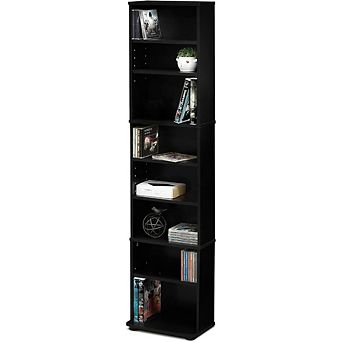 ZUQIETA 8 tier Narrow CD Rack, Adjustable Media Shelf for DVDs & Games, Home Office Living Room