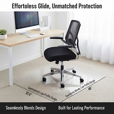 KSIZUIS Anti-Slip Chair Mat for Carpet - 32.5"x48" Heavy Duty, Smooth Glide & Clear