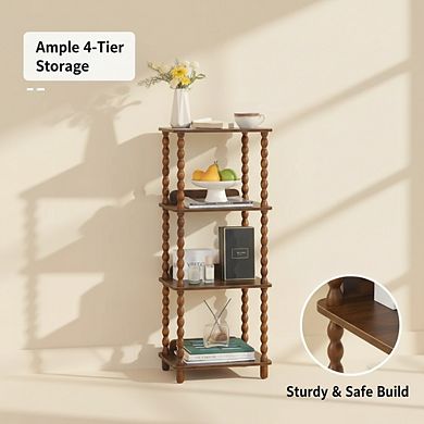 ZUQIETA 4-Tier Bookshelf with Storage, Small Bookcase for Bedroom, Living Room Office