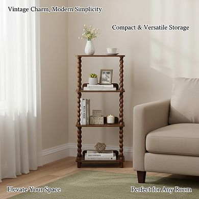 ZUQIETA 4-Tier Bookshelf with Storage, Small Bookcase for Bedroom, Living Room Office