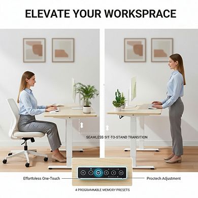KSIZUIS 55" Electric Standing Desk - 4 Memory Height Settings for Work, Study & Walking Pad