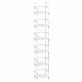 ZUQIETA 6 tier Narrow Bookshelf, Skinny White Bookcase for Sturdy Slim Storage, Easy Assembly