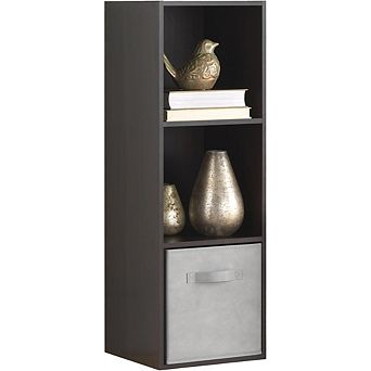 ZUQIETA 3 tier Cube Bookcase, Stackable Open Storage Organizer for Living Room Office Espresso