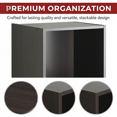 ZUQIETA 3-Tier Cube Bookcase, Stackable Open Storage Organizer for Living Room Office Espresso