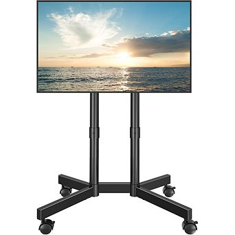 ZUQIETA Dual-Column Heavy-Duty TV Cart - Supports 110 lbs for 32-75” TVs, Indoor/Outdoor Use