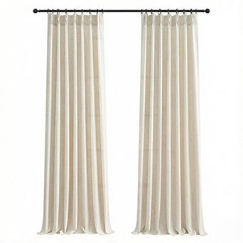 KSIZUIS Boho Linen Curtains - 96” Light Filtering with Hooks & Rings, Cream 2-Panel Set