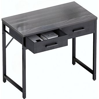 KSIZUIS 32" Computer Desk with 2 Drawers - Space-Saving Study & Home Office Table, Grey