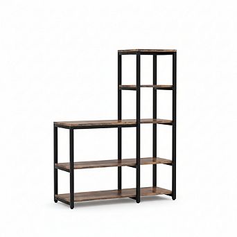 ZUQIETA 5 tier Ladder Corner Etagere, 8-Shelf Display Bookcase for Living Room & Home Office
