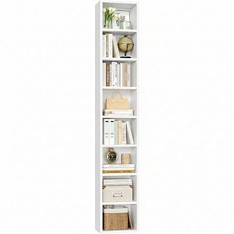 ZUQIETA 8 tier Media Tower, 70.9" Slim CD/DVD Storage Cabinet with Adjustable Shelves, Home Office