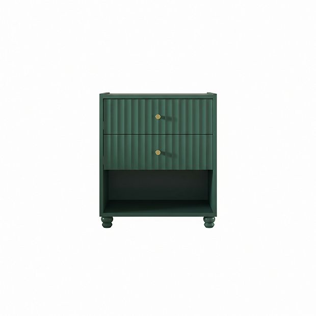 ZUQIETA Modern Fluted Nightstand Set of 2 with 2 Drawers & Open