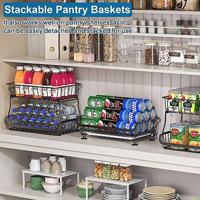 3-Tier Rolling Pantry Cart with Lockable Wheels for Kitchen