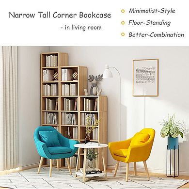 71" Tall Corner Bookcase with 8 Shelves for Small Spaces