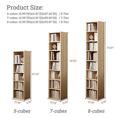 71" Tall Corner Bookcase with 8 Shelves for Small Spaces