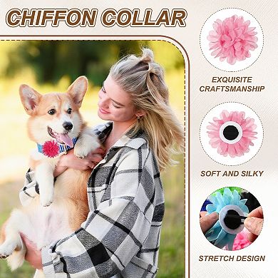 Pet Flower Charms Soft Chiffon Cats Collar 4Pcs