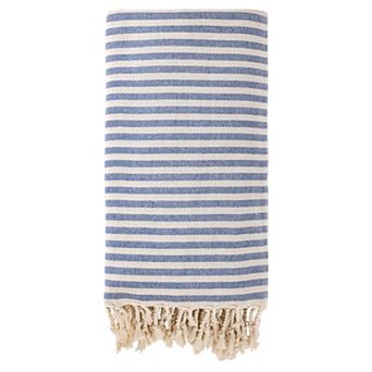 Turkish Beach Towel Striped Tassel Design Lightweight Sand Free Quick Dry Travel Towel 1Pack 71"x40"