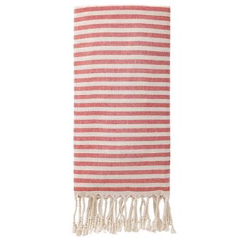 Turkish Beach Towel Striped Tassel Design Lightweight Sand Free Quick Dry Travel Towel 1Pack 71"x40"