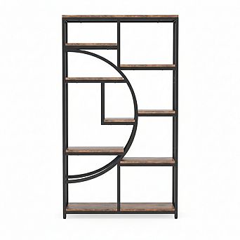 ZUQIETA 5 tier Industrial Etagere, 9-Open Shelf Display Bookcase for Living Room & Bedroom