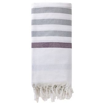 Turkish Striped Cotton Beach Towel with Tassel Trim 1 Pack Sand Free Quick Dry Travel Towel 71"x40"