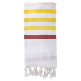 Turkish Striped Cotton Beach Towel with Tassel Trim 1 Pack Sand Free Quick Dry Travel Towel 71"x40"