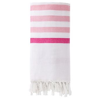 Turkish Striped Cotton Beach Towel with Tassel Trim 1 Pack Sand Free Quick Dry Travel Towel 71"x40"