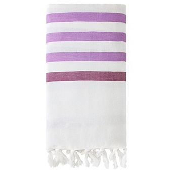 Turkish Striped Cotton Beach Towel with Tassel Trim 1 Pack Sand Free Quick Dry Travel Towel 71"x40"