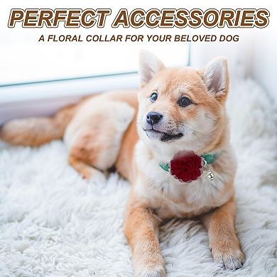 4Pcs Chiffon Pet Collar Bow Tie Floral Grooming Supplies