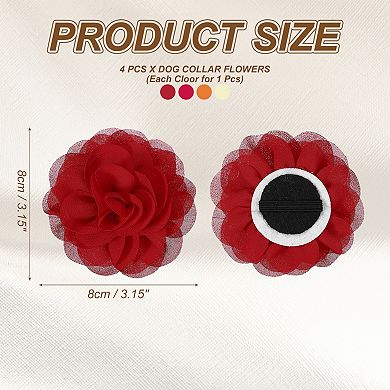 4Pcs Chiffon Pet Collar Bow Tie Floral Grooming Supplies
