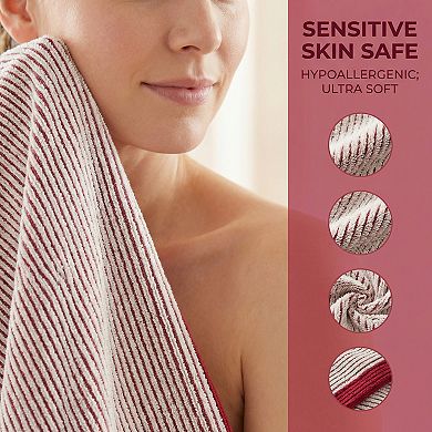 Pure Cotton Striped Bath Towel Soft Highly Absorbent Quick Dry Towel for Home Bathroom Hotel Spa