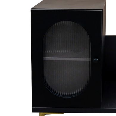 Trikiousd Rectangle Wood Extendable TV Stand Media Console with Storage for Living Room