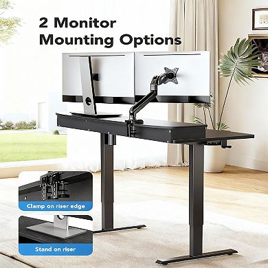 Electric Standing Desk, 55"x26", 2 Drawers, C-clamp Compatible, Adjustable Height, 4 Presets