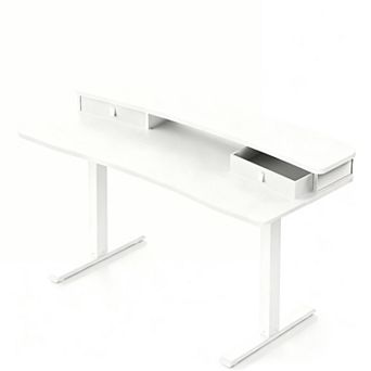 Electric Standing Desk, 55"x26", 2 Drawers, C-clamp Compatible, Adjustable Height, 4 Presets