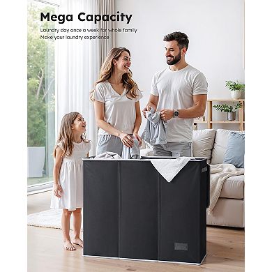 Sturdy 180L 3-Section Laundry Hamper with Lid and Handle