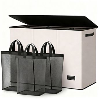 Sturdy 180L 3-Section Laundry Hamper with Lid and Handle