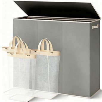 Sturdy 180L 3-Section Laundry Hamper with Lid and Handle