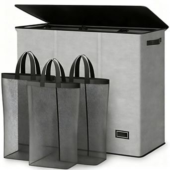 Sturdy 180L 3-Section Laundry Hamper with Lid and Handle