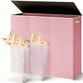 Sturdy 180L 3-Section Laundry Hamper with Lid and Handle