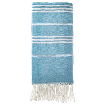 1 Pack Stripe Turkish Beach Towel with Tassel, Quick Dry, Sand Free Towel for Beach Bath 71" x 40"