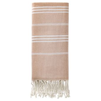 1 Pack Stripe Turkish Beach Towel with Tassel, Quick Dry, Sand Free Towel for Beach Bath 71" x 40"