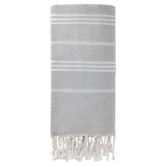 1 Pack Stripe Turkish Beach Towel with Tassel, Quick Dry, Sand Free Towel for Beach Bath 71" x 40"