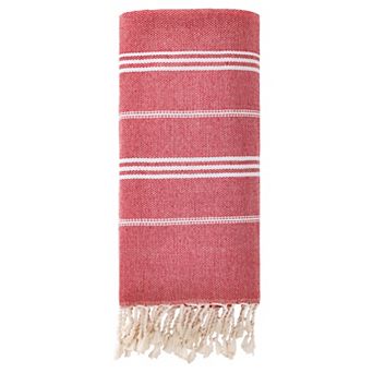 1 Pack Stripe Turkish Beach Towel with Tassel, Quick Dry, Sand Free Towel for Beach Bath 71" x 40"