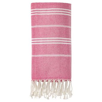 1 Pack Stripe Turkish Beach Towel with Tassel, Quick Dry, Sand Free Towel for Beach Bath 71" x 40"