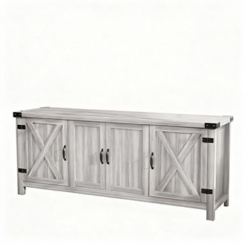 Modern Farmhouse TV Stand, 65+ Inch, Adjustable Shelves, Cable Management, Storage