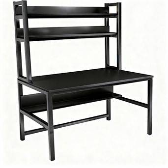 47" Wide Computer Desk with Hutch, 3 Shelves, Space-saving, Sturdy, Multi-use