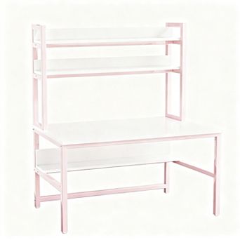 47" Wide Computer Desk with Hutch, 3 Shelves, Space-saving, Sturdy, Multi-use