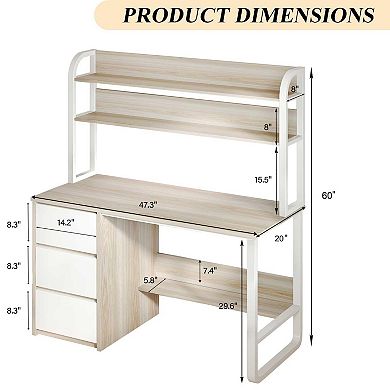 Modern computer desk, 3 drawers, 60-inch cabinet, sturdy metal