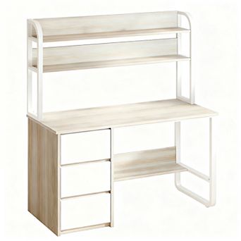 Modern computer desk, 3 drawers, 60-inch cabinet, sturdy metal