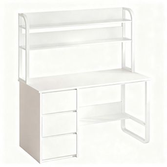 Modern computer desk, 3 drawers, 60-inch cabinet, sturdy metal