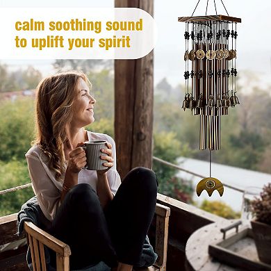 30" Pine Wind Chimes 24 Copper Tubes 16 Bell Memorial Garden Patio Hanging Decoration