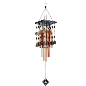30" Pine Wind Chimes 24 Copper Tubes 16 Bell Memorial Garden Patio Hanging Decoration