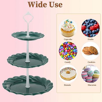 3-Layer Dessert Cupcake Stand Round with Tiered Serving Tray for Pastries 1 Set